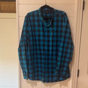 Oakley Men's Checkered Black and Blue Shirt